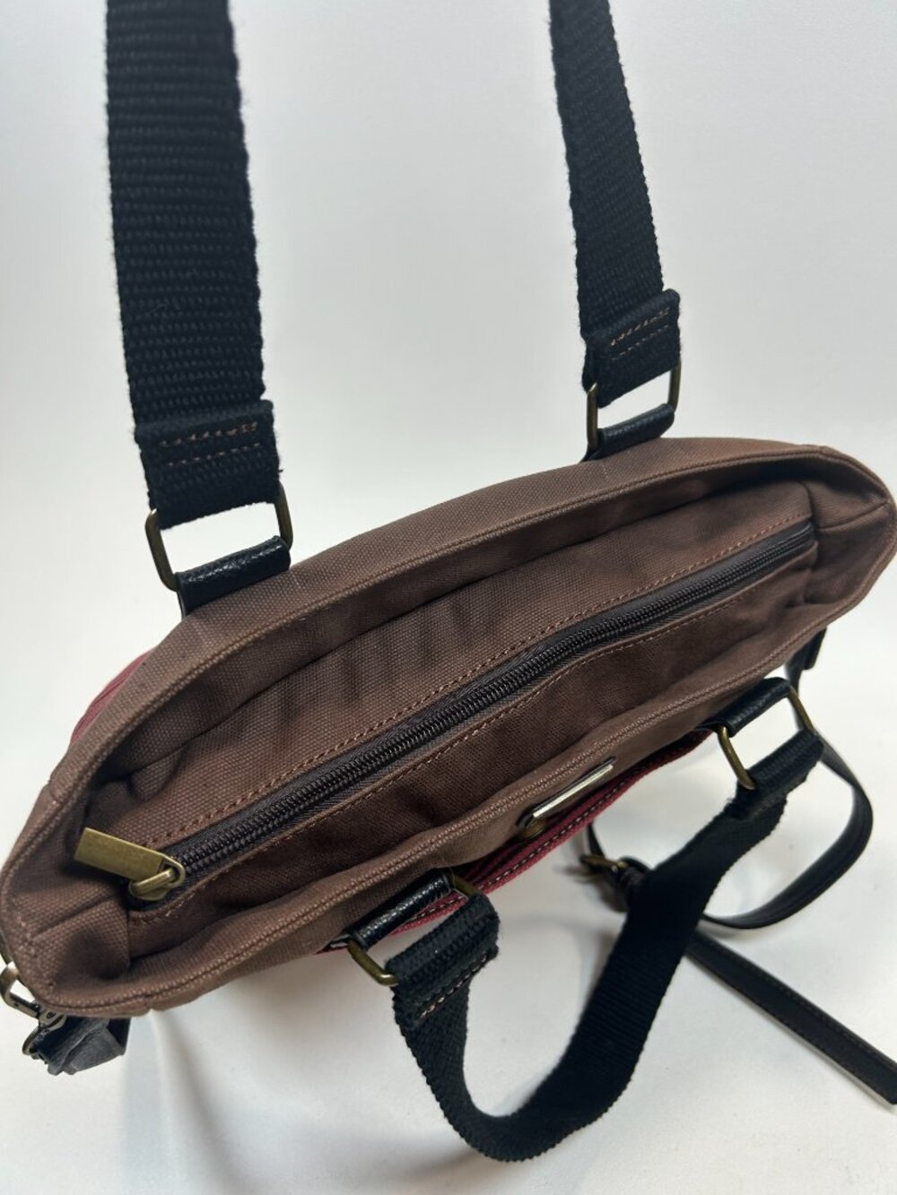 CHALA Cardinal Work Tote Faux Leather & Canvas Applique` Crossbody Shoulder Bag - Picture 5 of 14